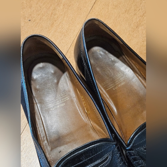 BRUNO MAGLI Italy Men's 11 N Black Leather & Suede Penny Loafers | Luxury Narrow - Picture 8 of 9